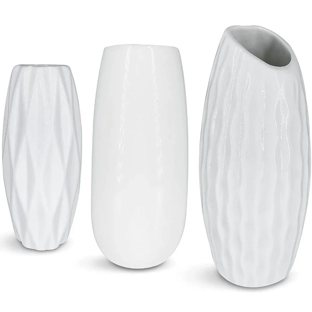 New 3 Ceramic Flower Vase Set Rustic Decor - Picture 1 of 6